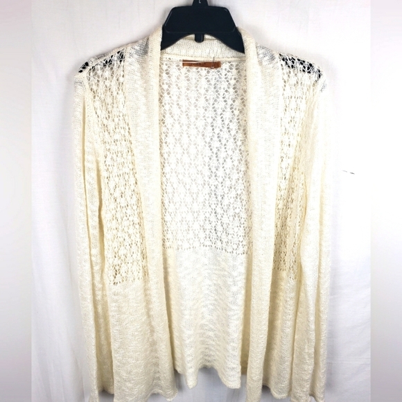 Belldini Ivory Long Sleeve Open Front Cardigan Sz L - Picture 1 of 8